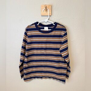Hanna Andersson Navy and Tan Striped Kids Shirt